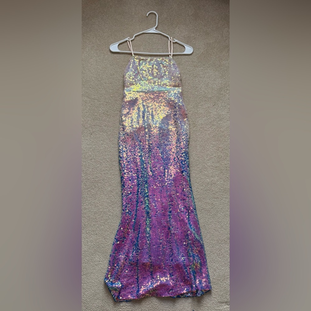 Girls Iridescent Sequin Mermaid Dress - Pink